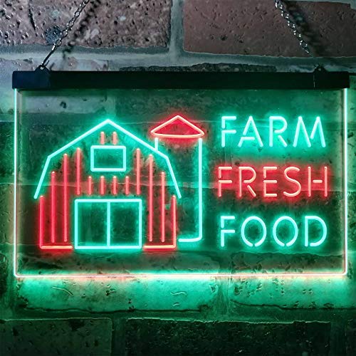 Farm Fresh Food Dual LED Neon Light Sign